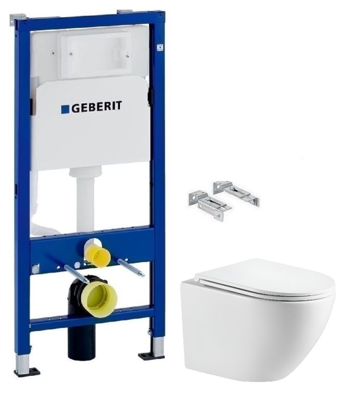 Інсталяція Geberit Duofix 458.103.00.2 2 в 1 + Унітаз підвісний Devit Flow Vortex Flush DFL0460111W з сидінням Soft Close