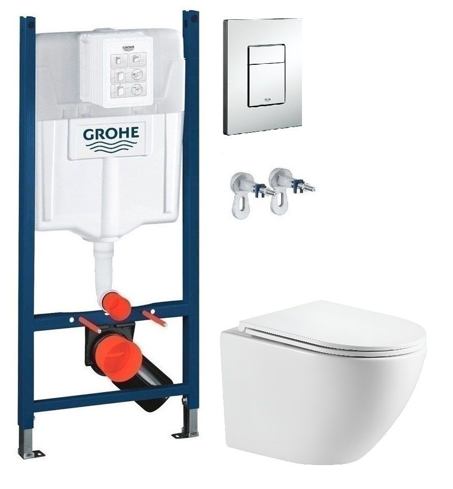 Инсталляция Grohe Rapid SL 38772001 3 в 1 + Унитаз подвесной Devit Flow Vortex Flush DFL0460111W с сиденьям Soft Close