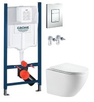 Инсталляция Grohe Rapid SL 38772001 3 в 1 + Унитаз подвесной Devit Flow Vortex Flush DFL0460111W с сиденьям Soft Close