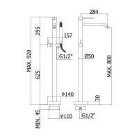 Смеситель для ванны Paffoni Light черный матовый LIG032NO на пол