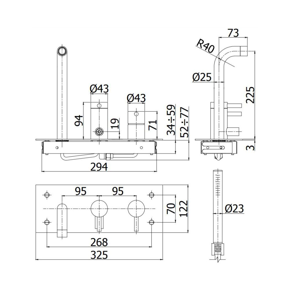Смеситель для ванны Paffoni Steel сталь STEEL002AC