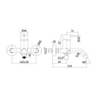 Змішувач для ванни Paffoni Steel сталь STEEL022AC