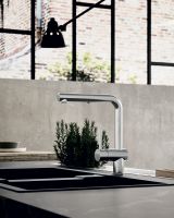 Смеситель для кухни Paffoni Light сталь LIG285ST-MET с вытяжным изливом