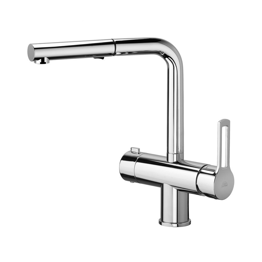 Змішувач для кухні Paffoni Ringo хром RIN295CR-MET з витяжним виливом та підключенням для фільтрованої води