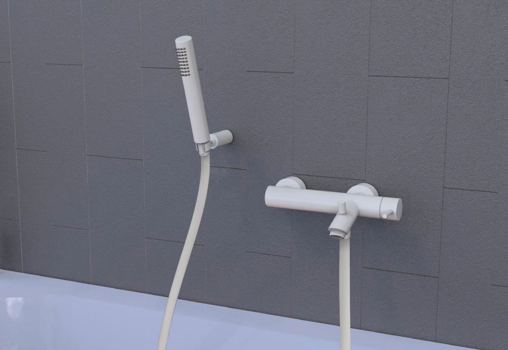 Змішувач для ванни Paffoni Light білий матовий LIG023BO із регульованим душовим гарнітуром
