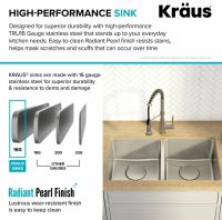 Кухонна мийка Kraus Dex Radiant Pearl з нержавіючої сталі KD1UD33B