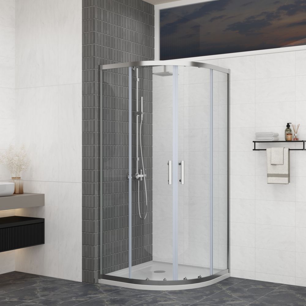 Душовий кут Ravak Domospa SLCP4-90 (Профіль - полір. алюміній, скло - прозоре) RKUC500026