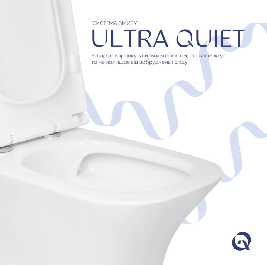 Унітаз підлоговий Qtap Presto Quadro Ultra Quiet QTPRE27W51021 з бачком та сидінням Soft Close