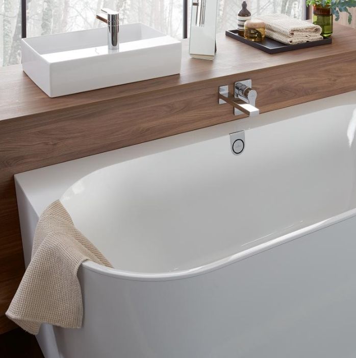 Ванна з матеріалу Quaryl® 180 х 80 см (білий alpin) Villeroy & Boch Oberon 2.0 UBQ180OBR9CD00V-01