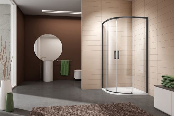 Душова кабіна Volle SOLO 90x90 (профіль - чорний, скло - прозоре) 1010.114504