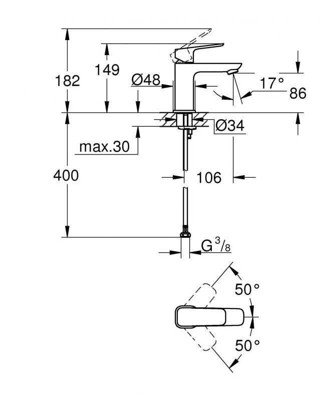 Смеситель для раковины Grohe Cubeo черный матовый 1016992430