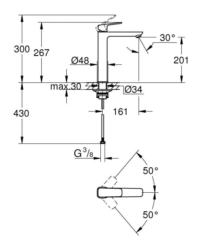 Змішувач для раковини Grohe Cubeo чорний матовий 1017292430