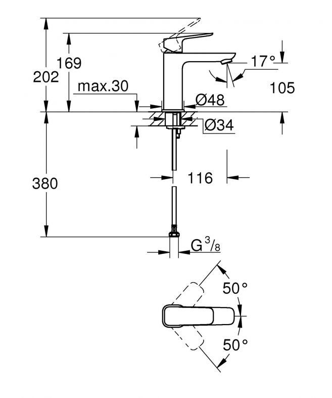 Змішувач для раковини Grohe Cubeo чорний матовий 1017552430