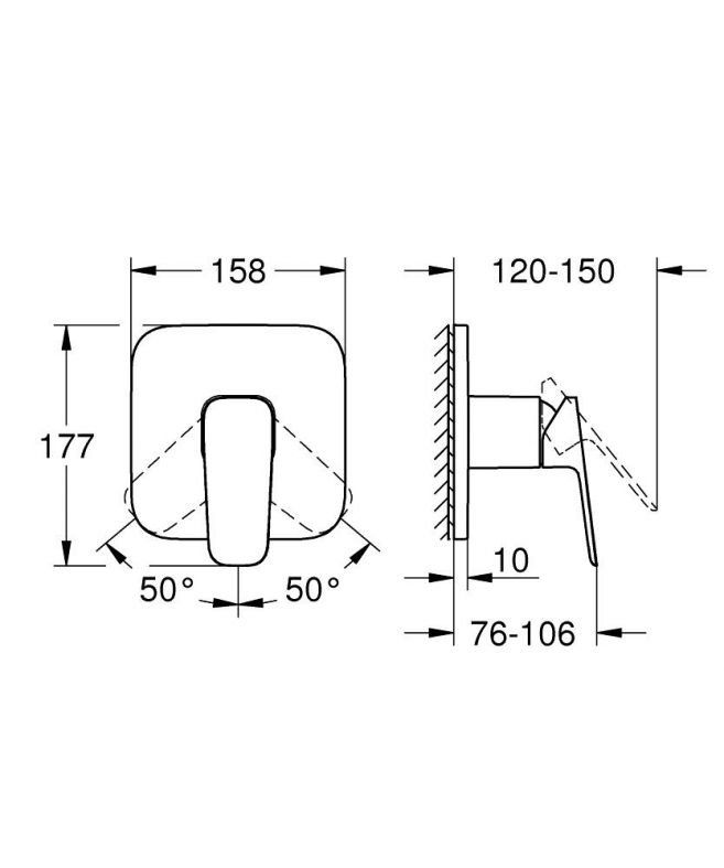 Змішувач прихованого монтажу Grohe Cubeo чорний матовий 1017772430