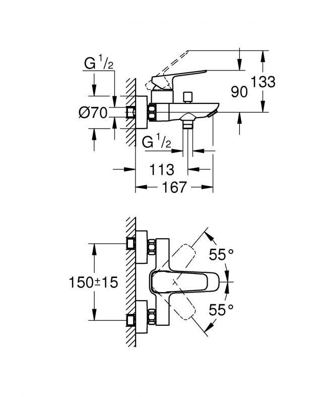 Змішувач для ванни Grohe Cubeo хром 1018130000