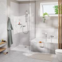 Смеситель для ванны Grohe Cubeo хром 1018140000 с душевым гарнитуром