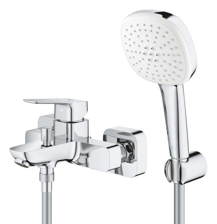 Смеситель для ванны Grohe Cubeo хром 1018140000 с душевым гарнитуром