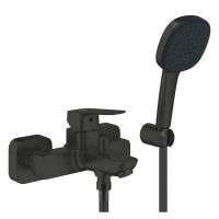 Змішувач для ванни Grohe Cubeo чорний матовий 1018142430 з душовим гарнітуром