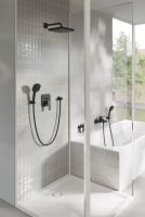 Змішувач для ванни Grohe Cubeo чорний матовий 1018142430 з душовим гарнітуром