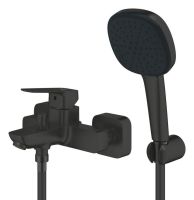 Змішувач для ванни Grohe Cubeo чорний матовий 1018142430 з душовим гарнітуром