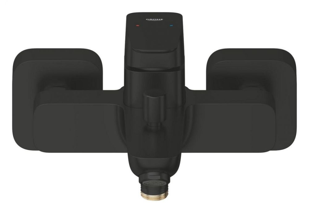 Змішувач для ванни Grohe Cubeo чорний матовий 1018142430 з душовим гарнітуром