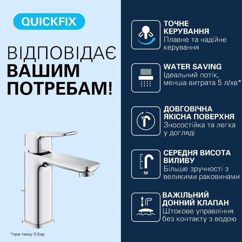 Змішувач для раковини Grohe Dice хром 1018320000