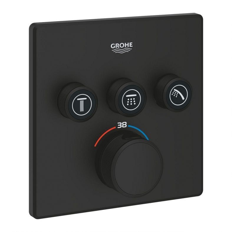 Змішувач прихованого монтажу Grohe Grohtherm SmartControl фантомний чорний 102167KF00