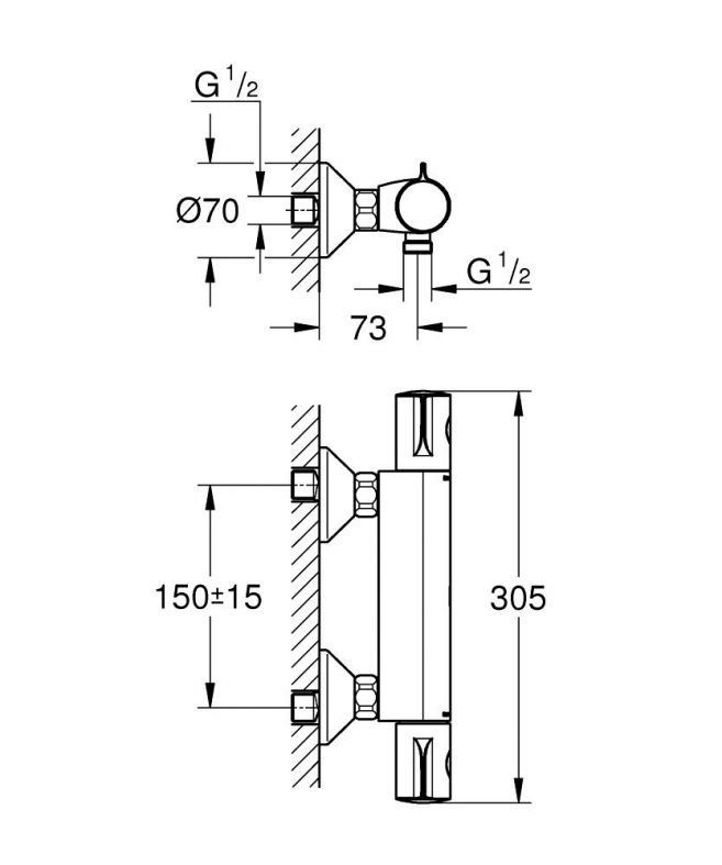 Змішувач для душу Grohe Grohtherm 800 чорний матовий 1022022430