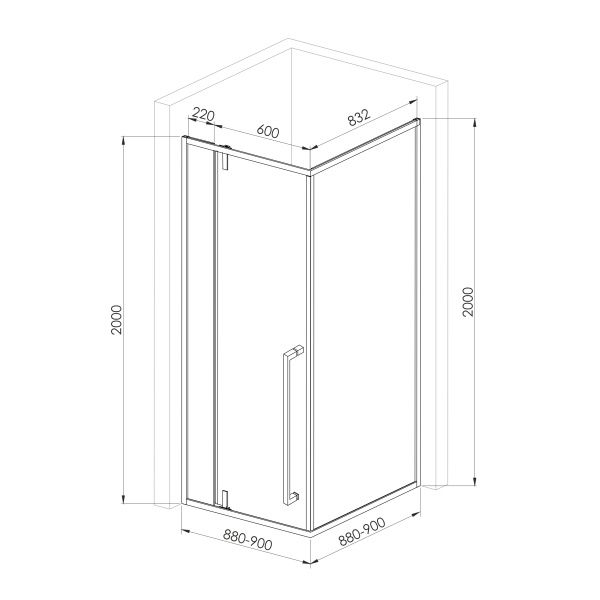 Душова кабіна Volle MORA 90x90 (профіль - чорний, скло - прозоре) 1037.125504