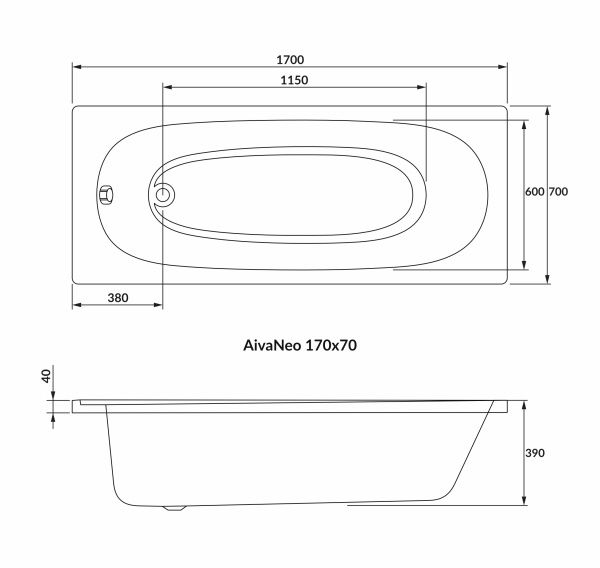 Ванна акрилова Volle Aiva 170x70 1229.001770