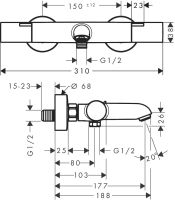 Смеситель для ванны Hansgrohe Ecostat Fine хром 13325000