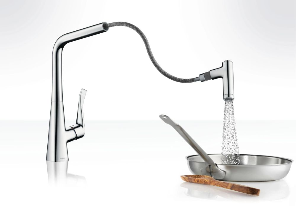 Змішувач для кухні Hansgrohe Metris хром 14820000 з висувною лійкою