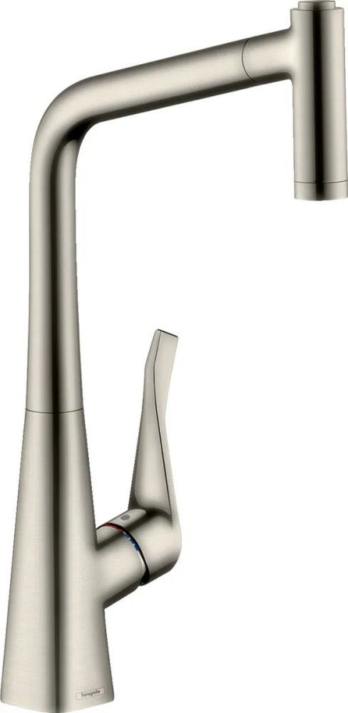 Змішувач для кухні Hansgrohe Metris сталь 14820800 з висувною лійкою