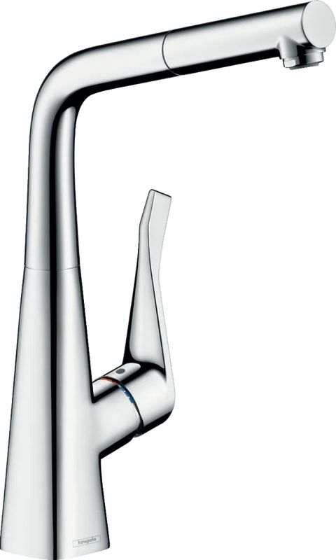 Змішувач для кухні Hansgrohe Metris хром 14821000 з висувною лійкою