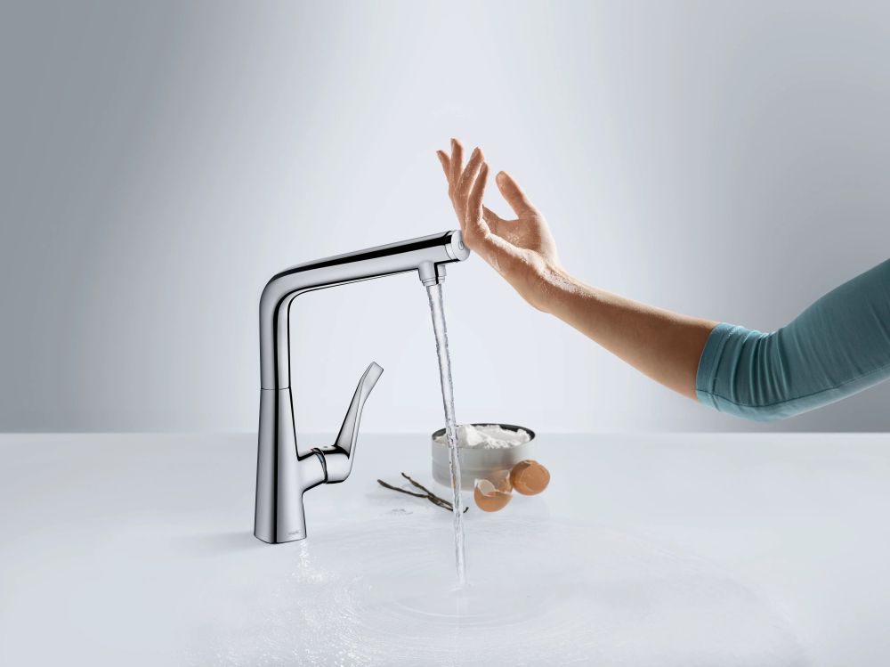 Змішувач для кухні Hansgrohe Metris хром 14821000 з висувною лійкою