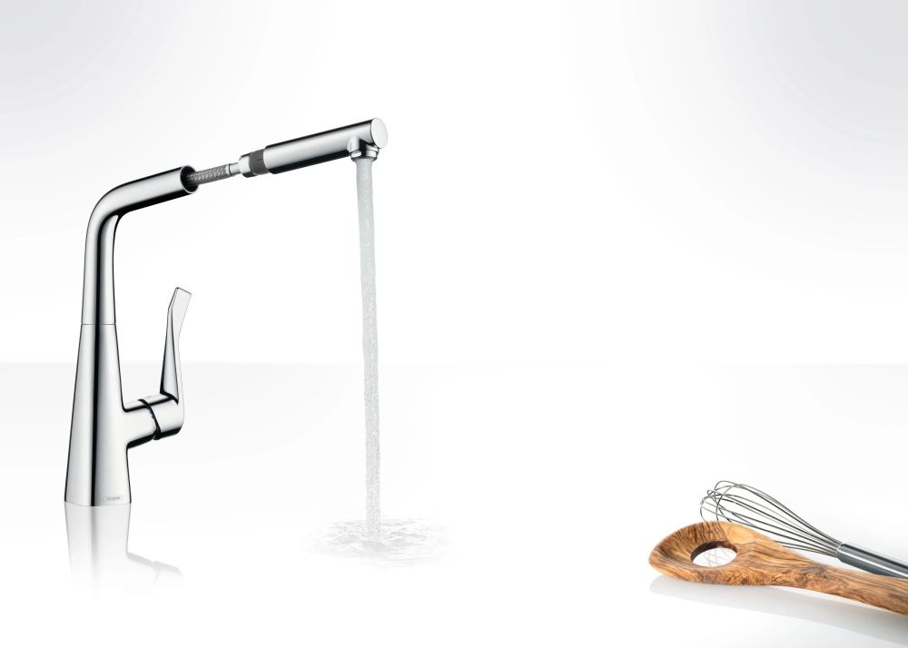 Змішувач для кухні Hansgrohe Metris хром 14821000 з висувною лійкою