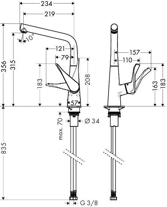 Змішувач для кухні Hansgrohe Metris сталь 14822800