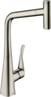 Змішувач для кухні Hansgrohe Metris Select сталь 14884800 з висувною лійкою