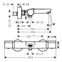 Змішувач для ванни Hansgrohe Versostat 2 хром 15348000