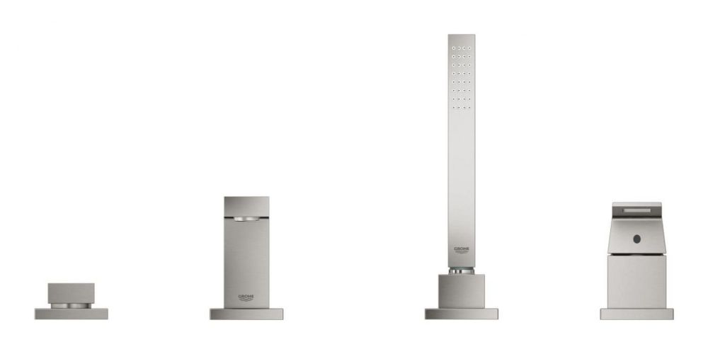 Змішувач на борт ванни Grohe Eurocube суперсталь 19897DC1 з душовим гарнітуром