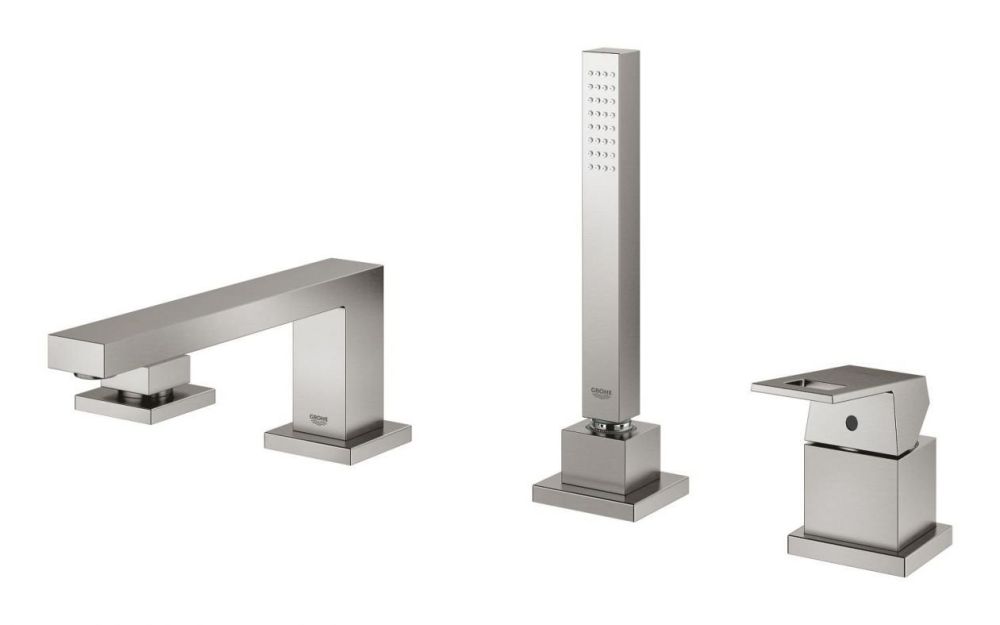 Змішувач на борт ванни Grohe Eurocube суперсталь 19897DC1 з душовим гарнітуром