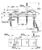 Змішувач на борт ванни Grohe Eurocube суперсталь 19897DC1 з душовим гарнітуром