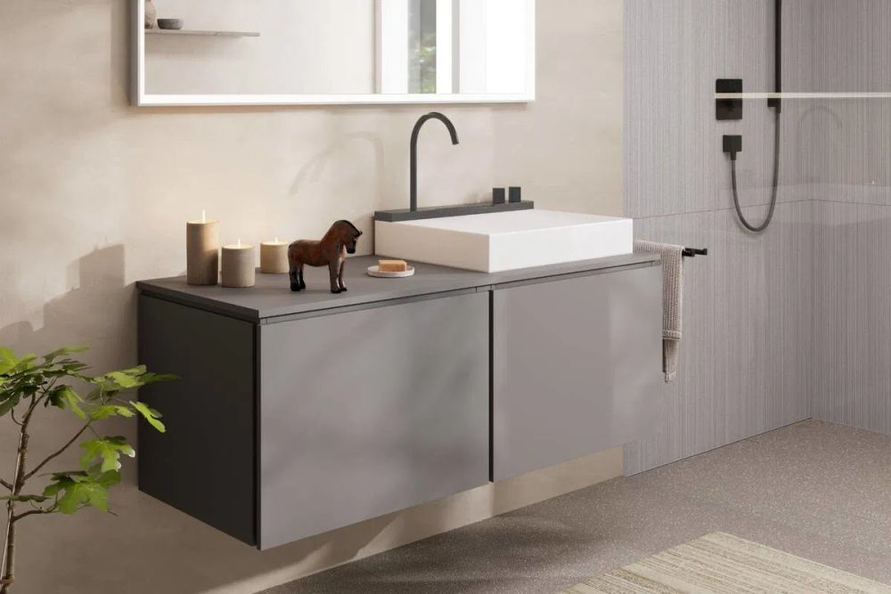 Раковина подвесная Hansgrohe Avalegra 58 см белый матовый/черный матовый хром 22472340
