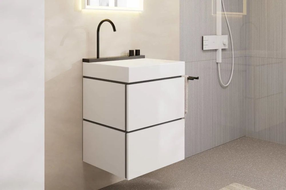 Раковина подвесная Hansgrohe Avalegra 58 см белый матовый/черный матовый хром 22472340