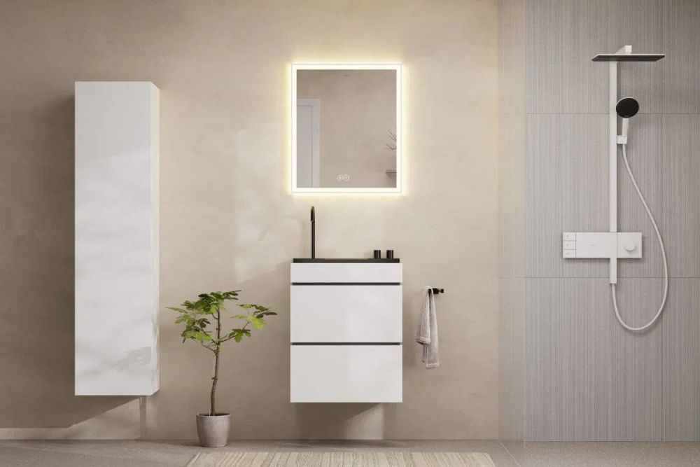 Раковина подвесная Hansgrohe Avalegra 58 см белый матовый/черный матовый хром 22472340