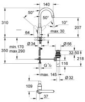 Змішувач для раковини Grohe BauCurve хром 23090000
