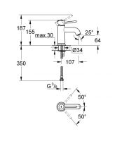 Змішувач для раковини Grohe BauClassic хром 23162000