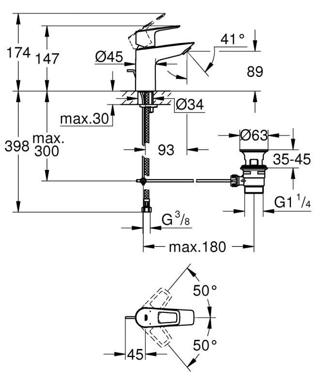 Змішувач для раковини Grohe BauLoop хром 23335001