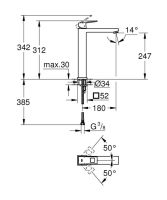 Змішувач для раковини Grohe Eurocube графіт темний матовий 23406AL0