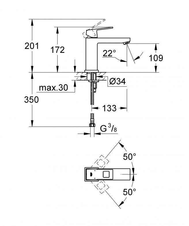 Змішувач для раковини Grohe Eurocube хром 23446000